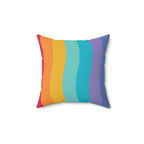 Beautiful Rainbow Waves Square Pillow Home Decor Pink Sweetheart