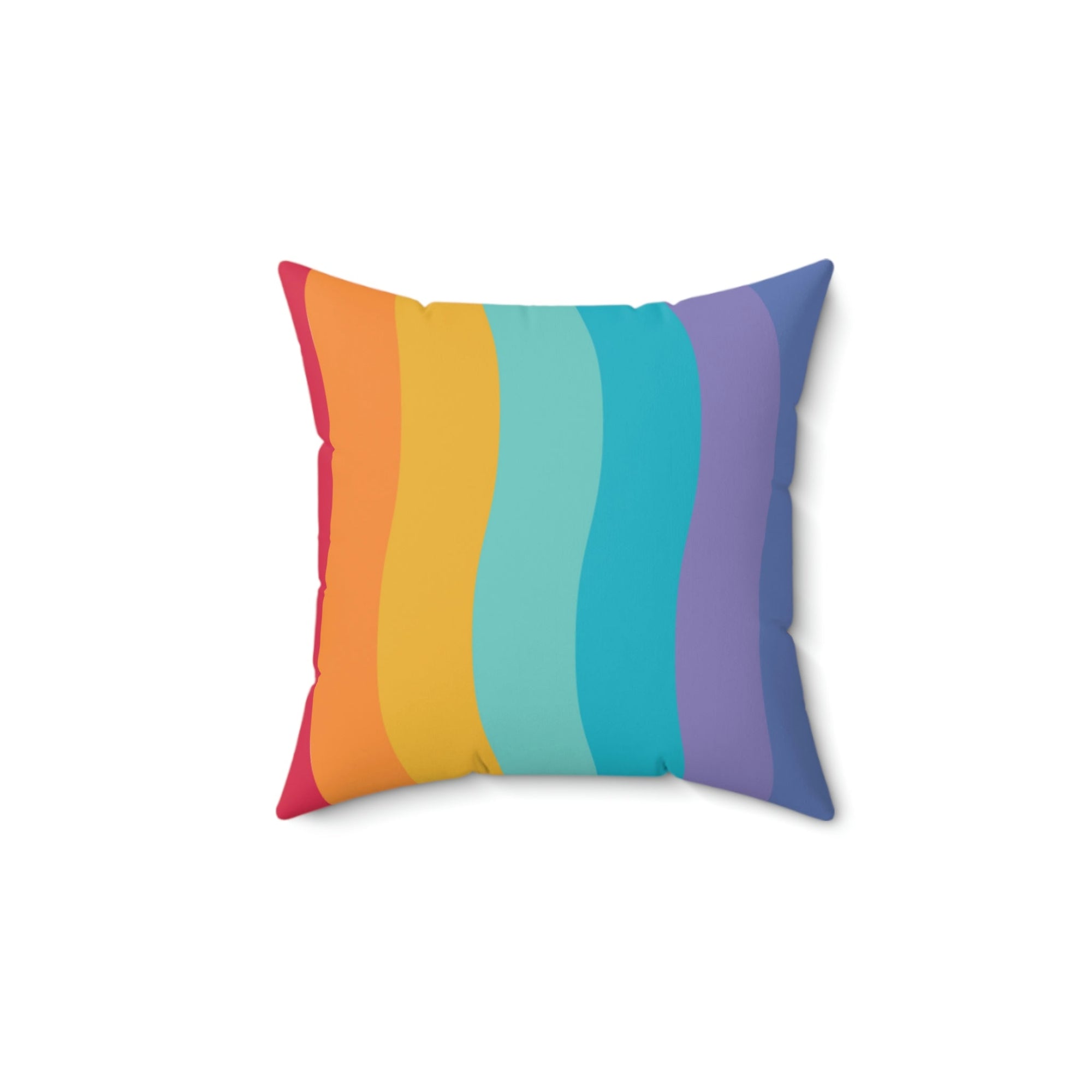 Beautiful Rainbow Waves Square Pillow Home Decor Pink Sweetheart