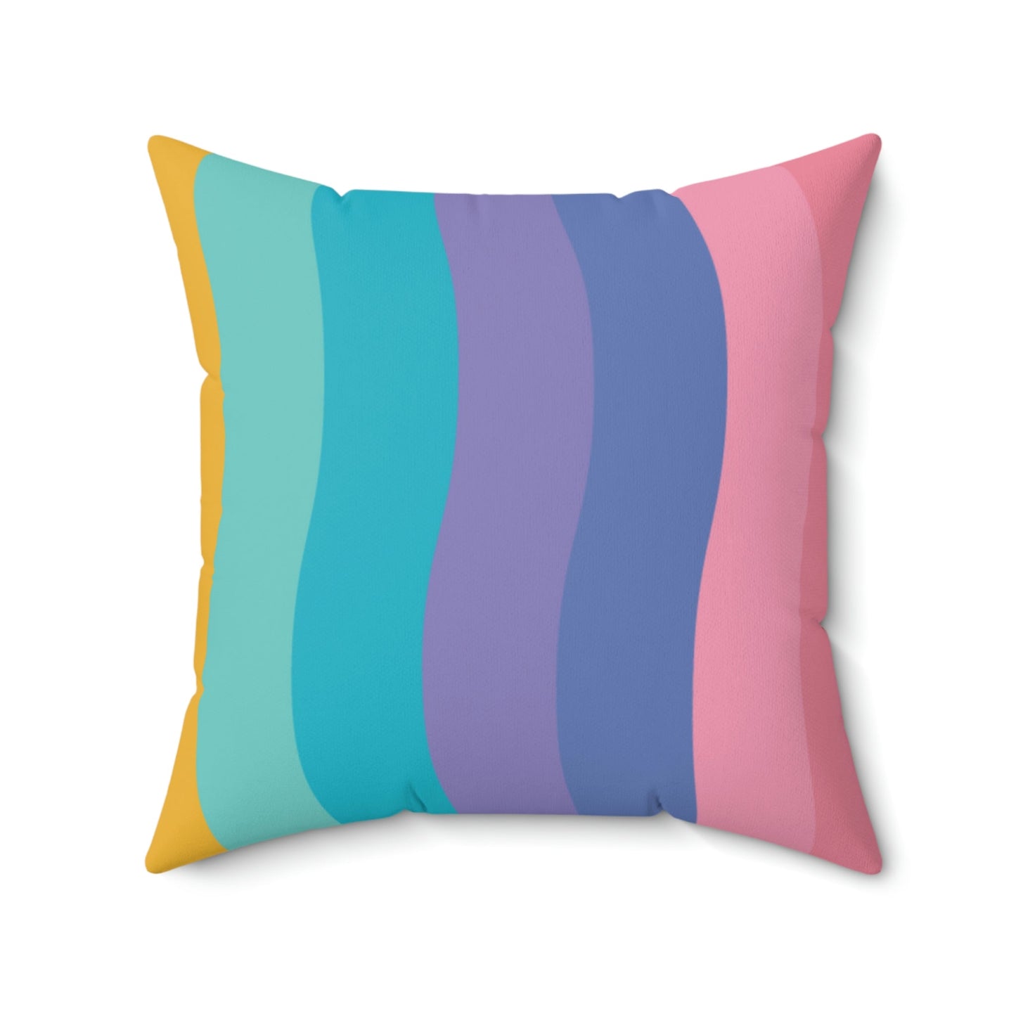 Beautiful Rainbow Waves Square Pillow Home Decor Pink Sweetheart