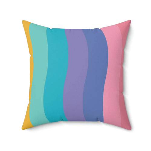 Beautiful Rainbow Waves Square Pillow - Pink Sweetheart