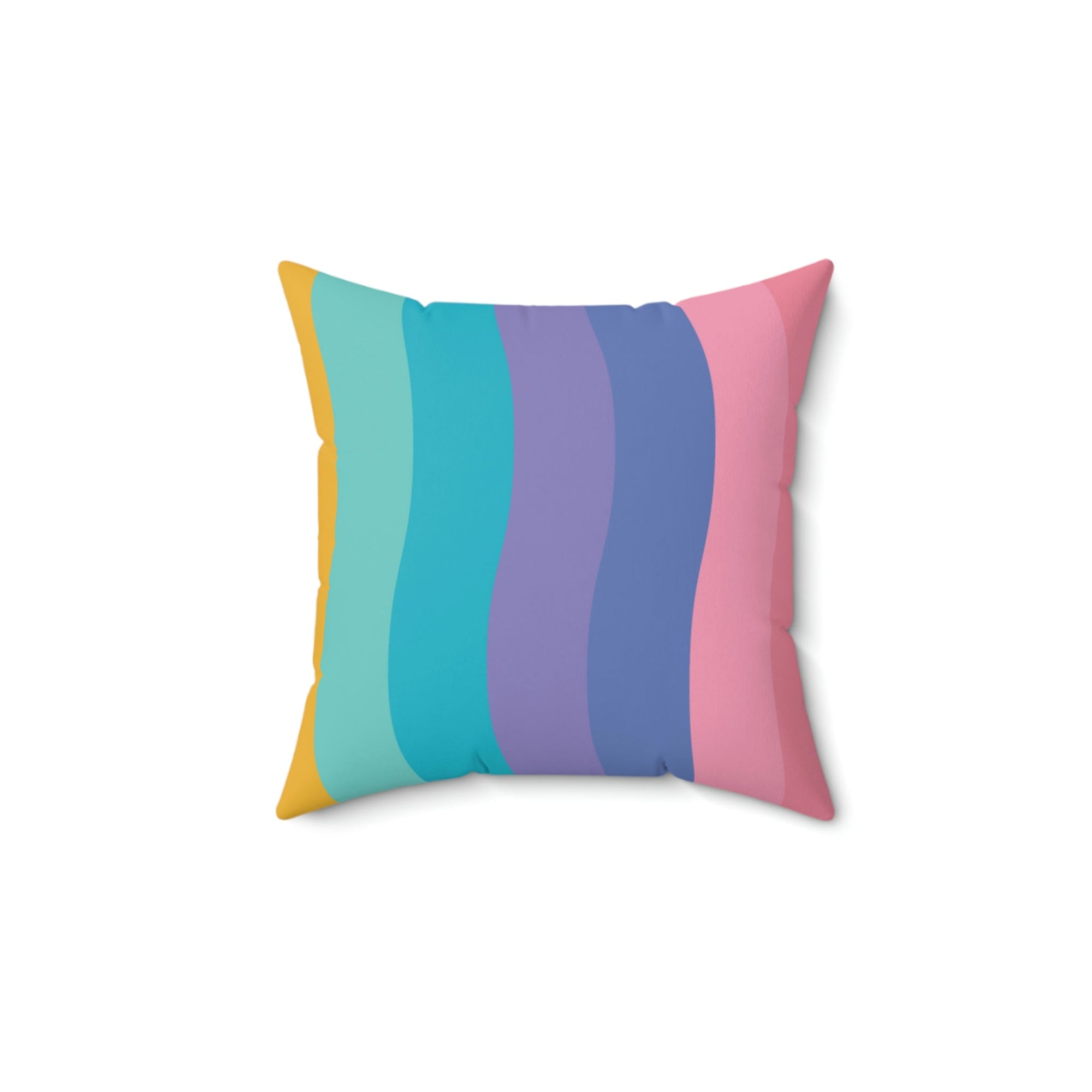 Beautiful Rainbow Waves Square Pillow Home Decor Pink Sweetheart