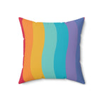 Beautiful Rainbow Waves Square Pillow Home Decor Pink Sweetheart