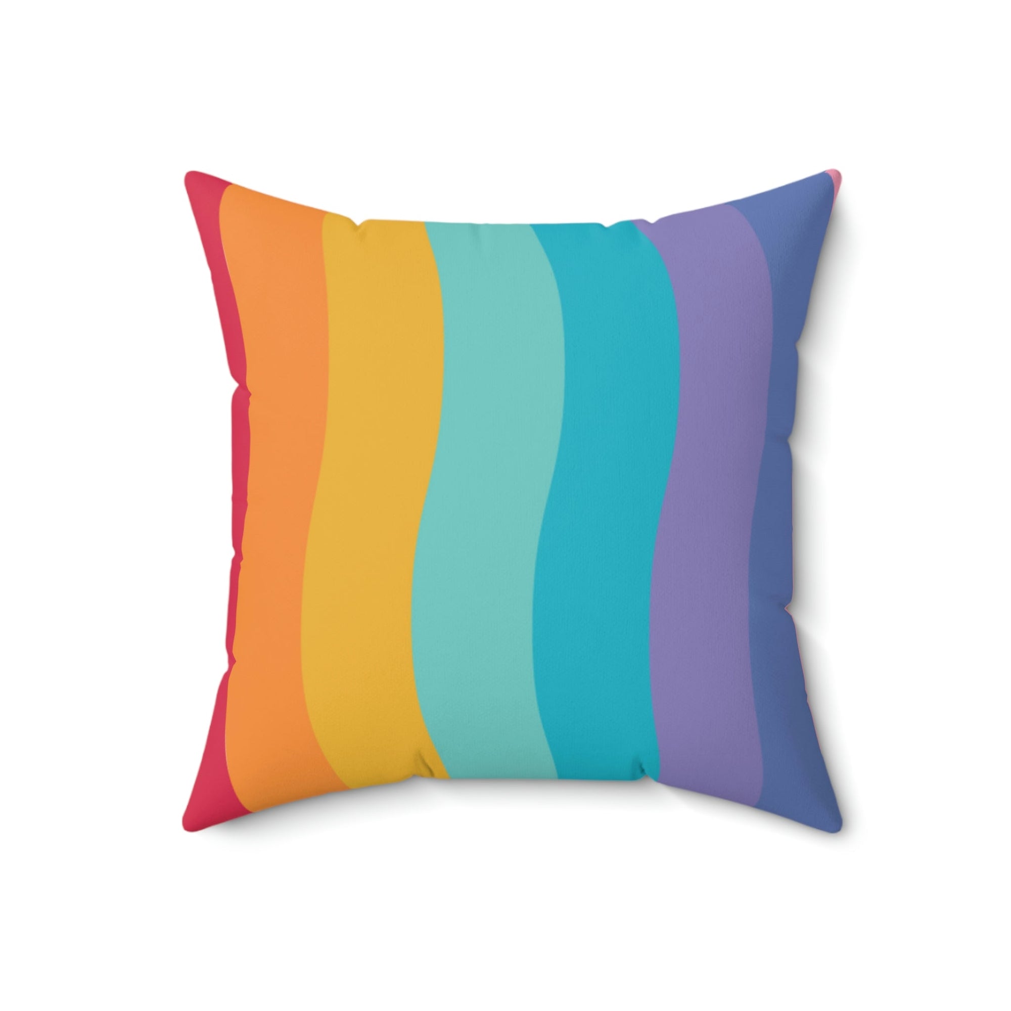 Beautiful Rainbow Waves Square Pillow Home Decor Pink Sweetheart