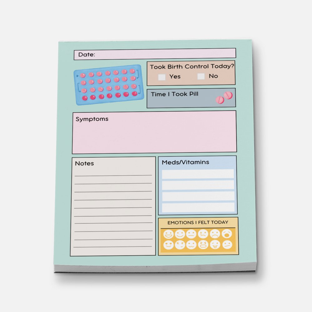 Birth Control Tracker Mini Stationery Notepad Notebooks & Notepads Pink Sweetheart