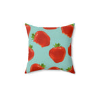 Bite My Strawberry Square Pillow Home Decor Pink Sweetheart
