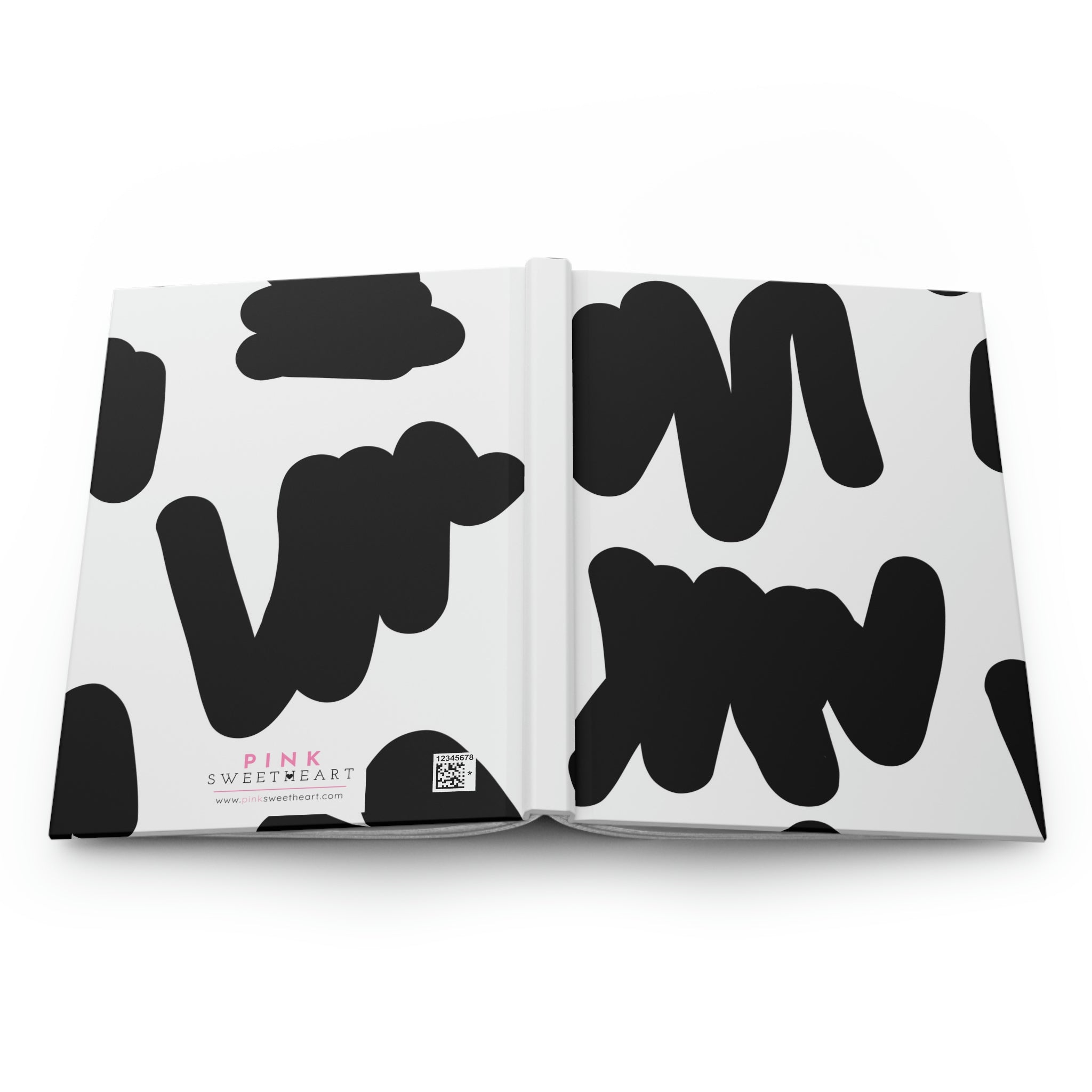 Black & White Scribbles Hardcover Matte Journal Paper products Pink Sweetheart