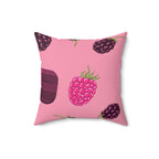 Blackberries and Raspberries Square Pillow Home Decor Pink Sweetheart