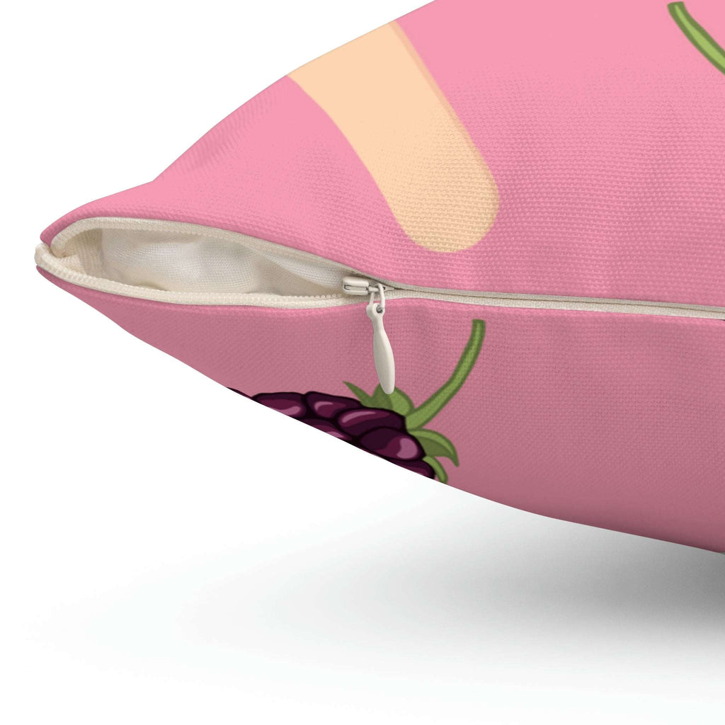 Blackberries and Raspberries Square Pillow Home Decor Pink Sweetheart