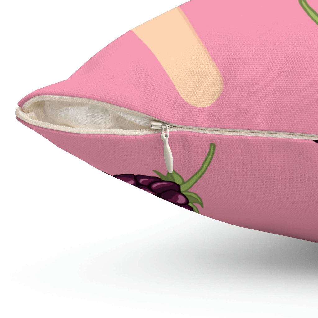 Blackberries and Raspberries Square Pillow Home Decor Pink Sweetheart
