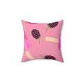 Blackberries and Raspberries Square Pillow - Pink Sweetheart
