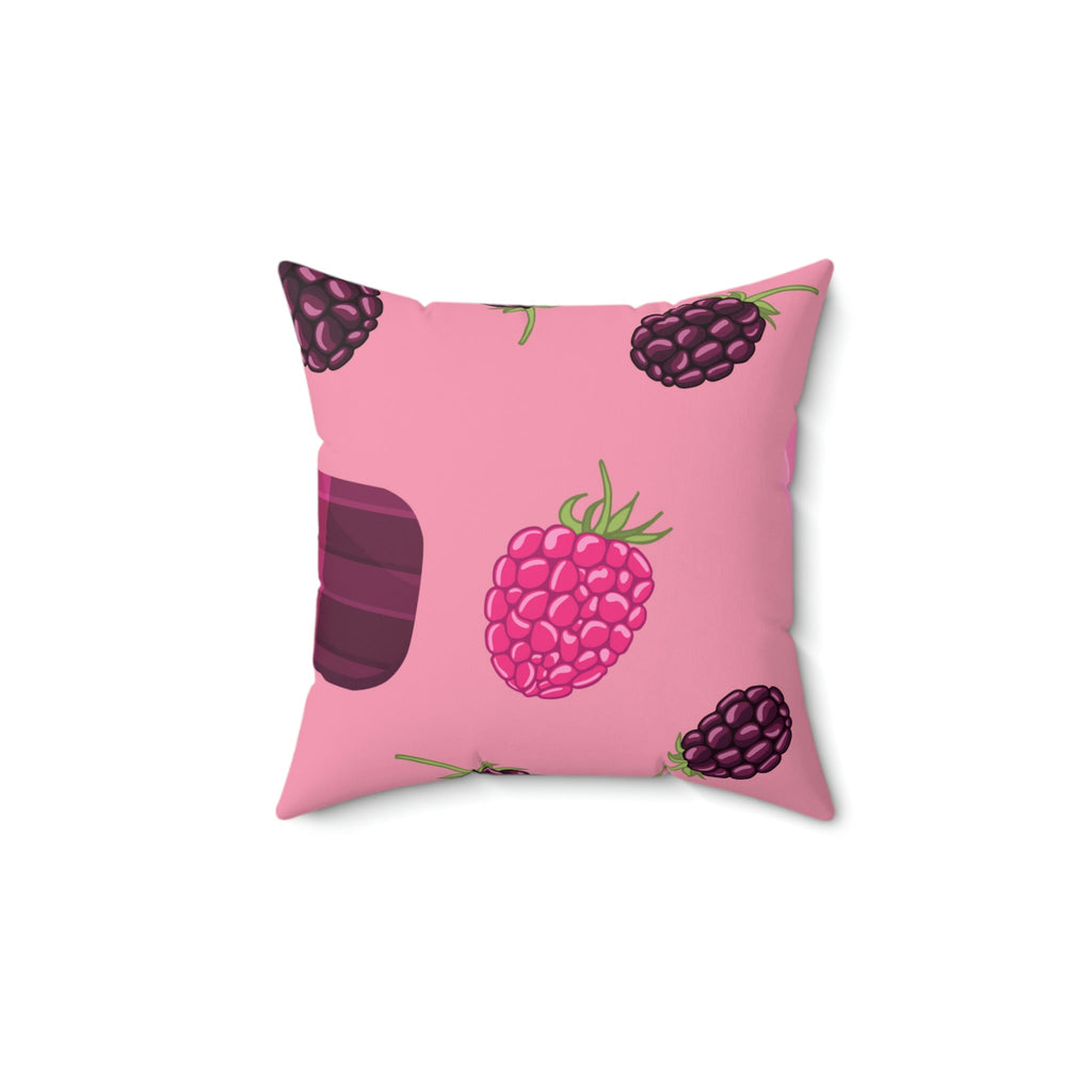 Blackberries and Raspberries Square Pillow Home Decor Pink Sweetheart