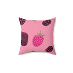 Blackberries and Raspberries Square Pillow Home Decor Pink Sweetheart
