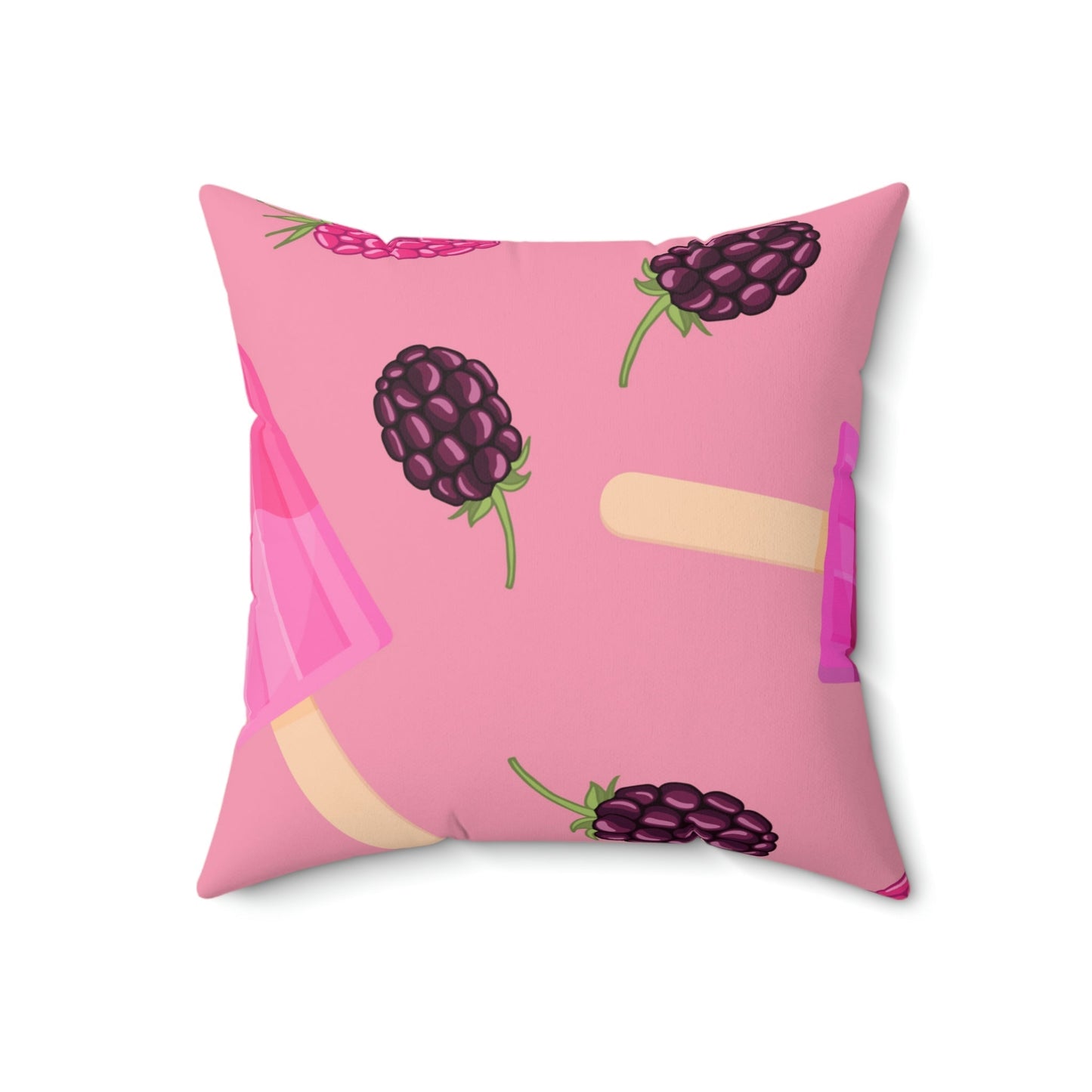 Blackberries and Raspberries Square Pillow Home Decor Pink Sweetheart