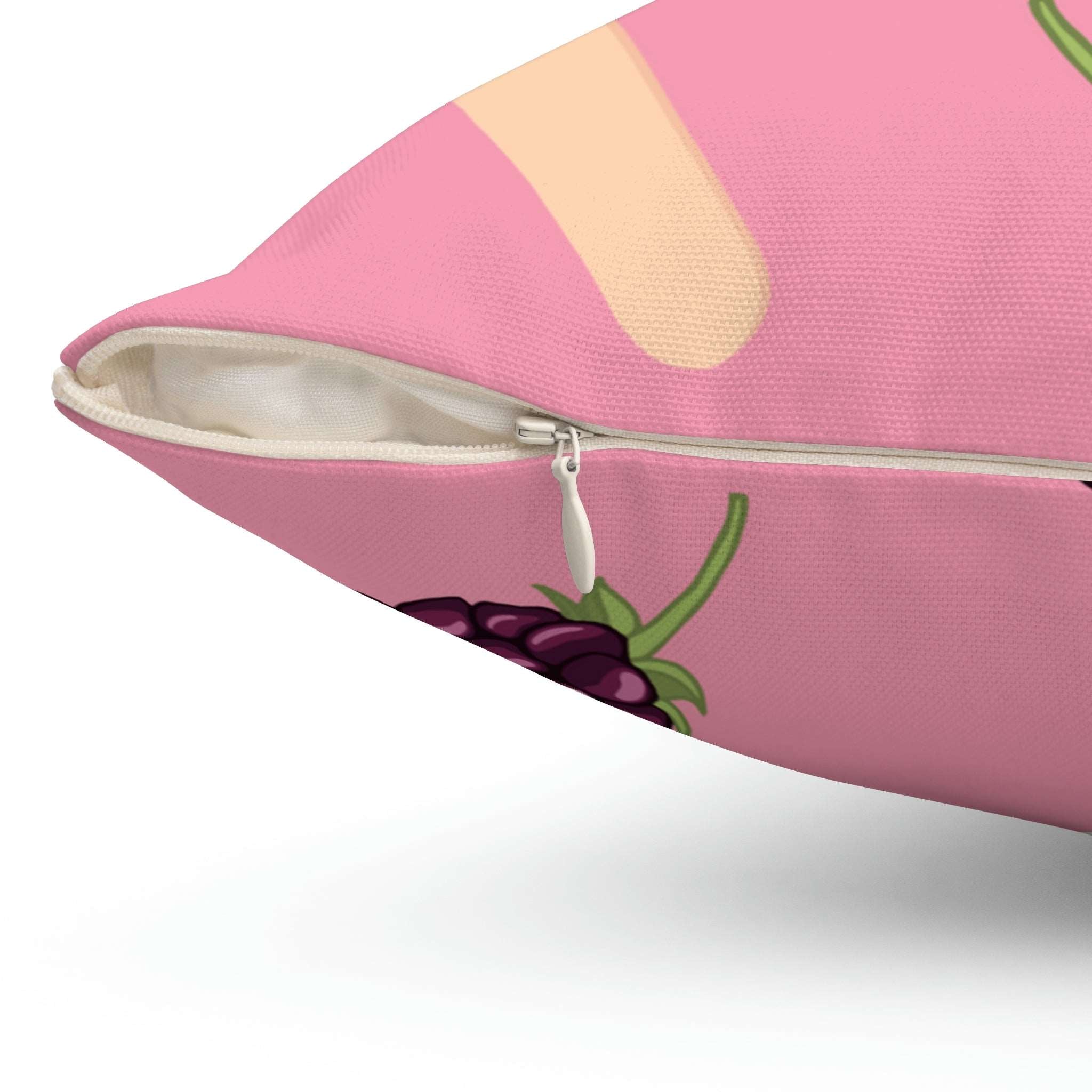 Blackberries and Raspberries Square Pillow Home Decor Pink Sweetheart