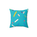 Blue Birthday Cake Square Pillow - Pink Sweetheart