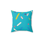 Blue Birthday Cake Square Pillow Home Decor Pink Sweetheart