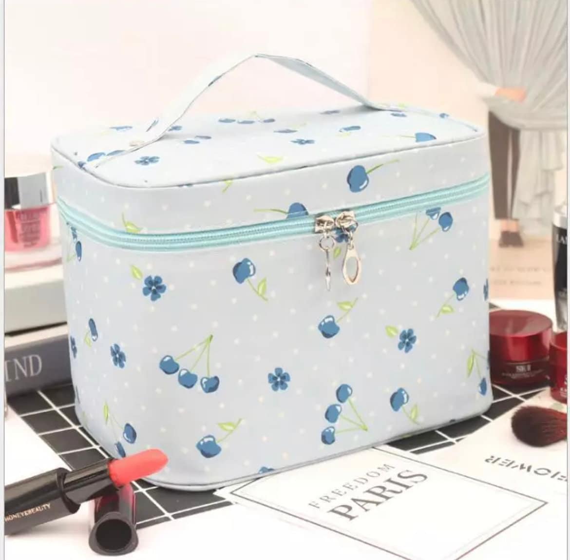 Blue Cherry Cosmetic Makeup Bag Cosmetic & Toiletry Bags Pink Sweetheart
