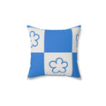 Blue & White Squares Square Pillow - Pink Sweetheart