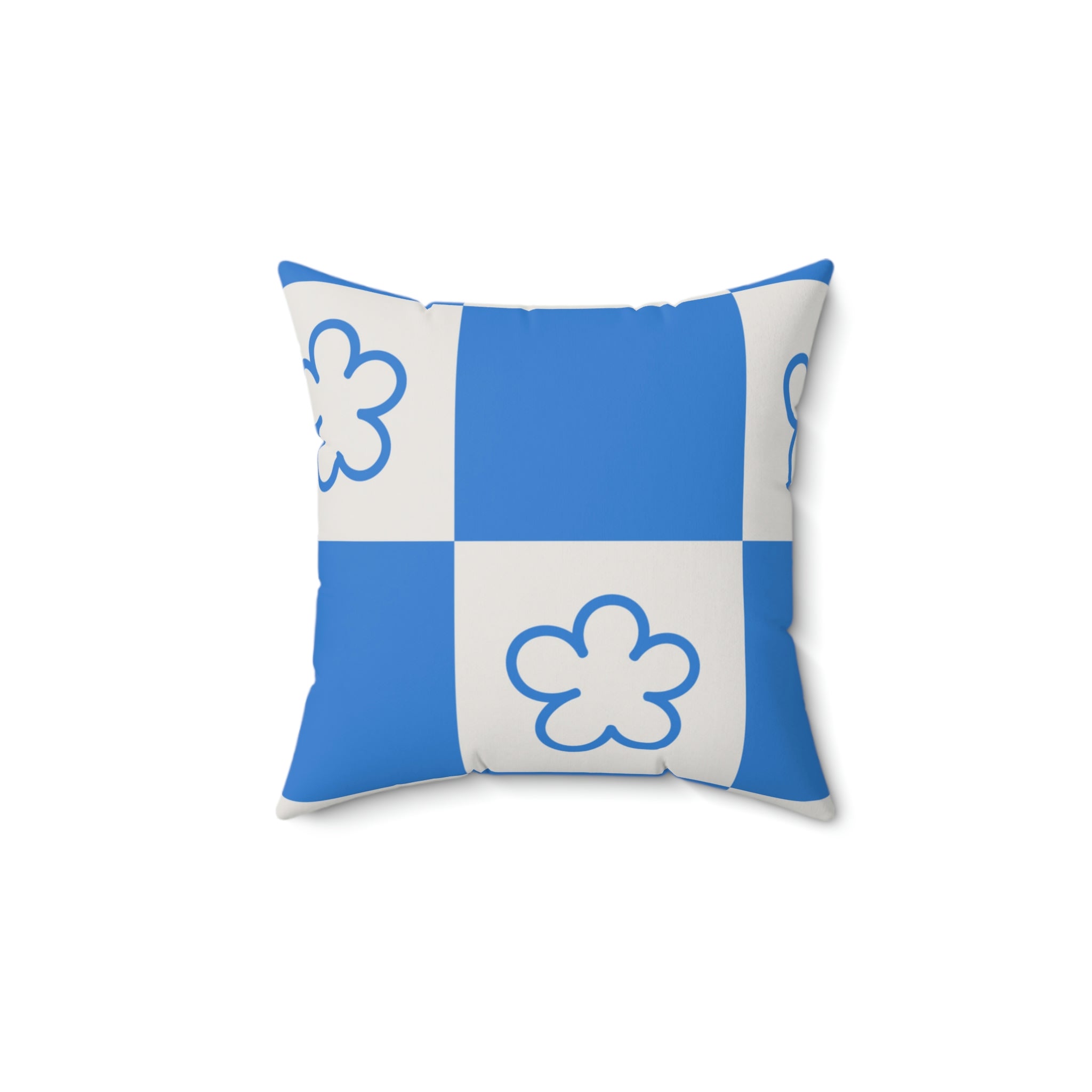 Blue & White Squares Square Pillow Home Decor Pink Sweetheart
