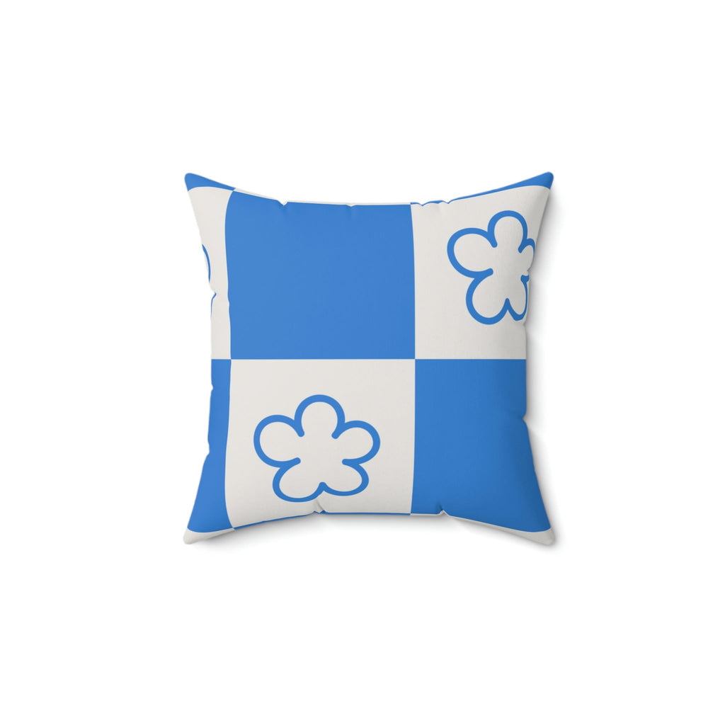 Blue & White Squares Square Pillow Home Decor Pink Sweetheart