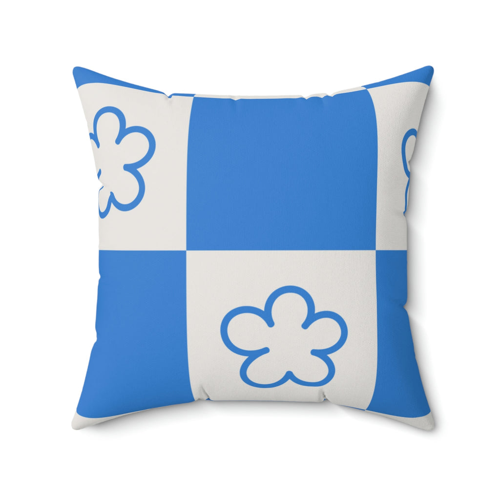 Blue & White Squares Square Pillow Home Decor Pink Sweetheart