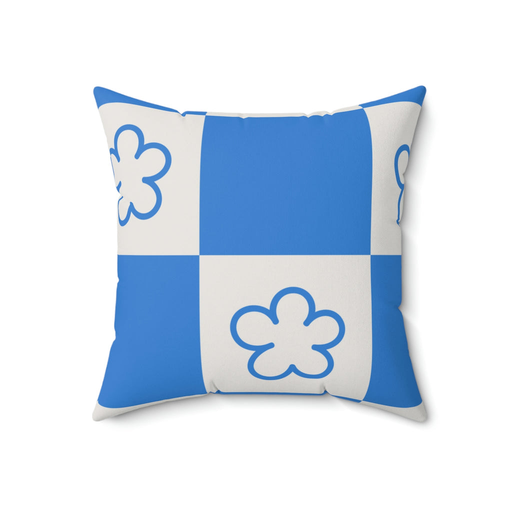 Blue & White Squares Square Pillow Home Decor Pink Sweetheart