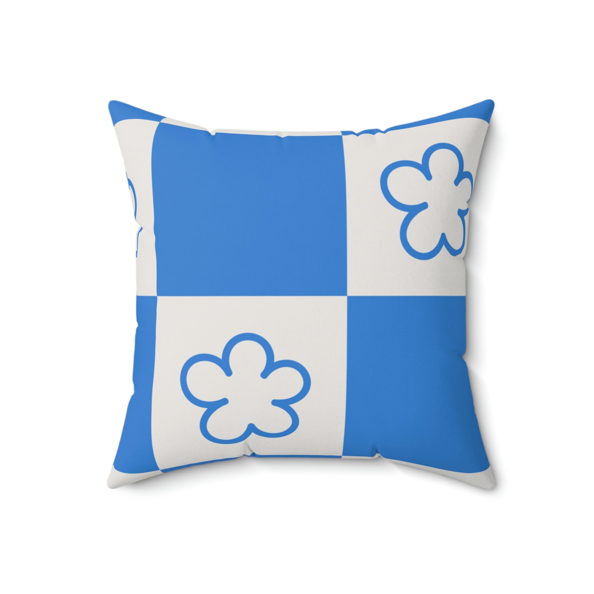 Blue & White Squares Square Pillow Home Decor Pink Sweetheart