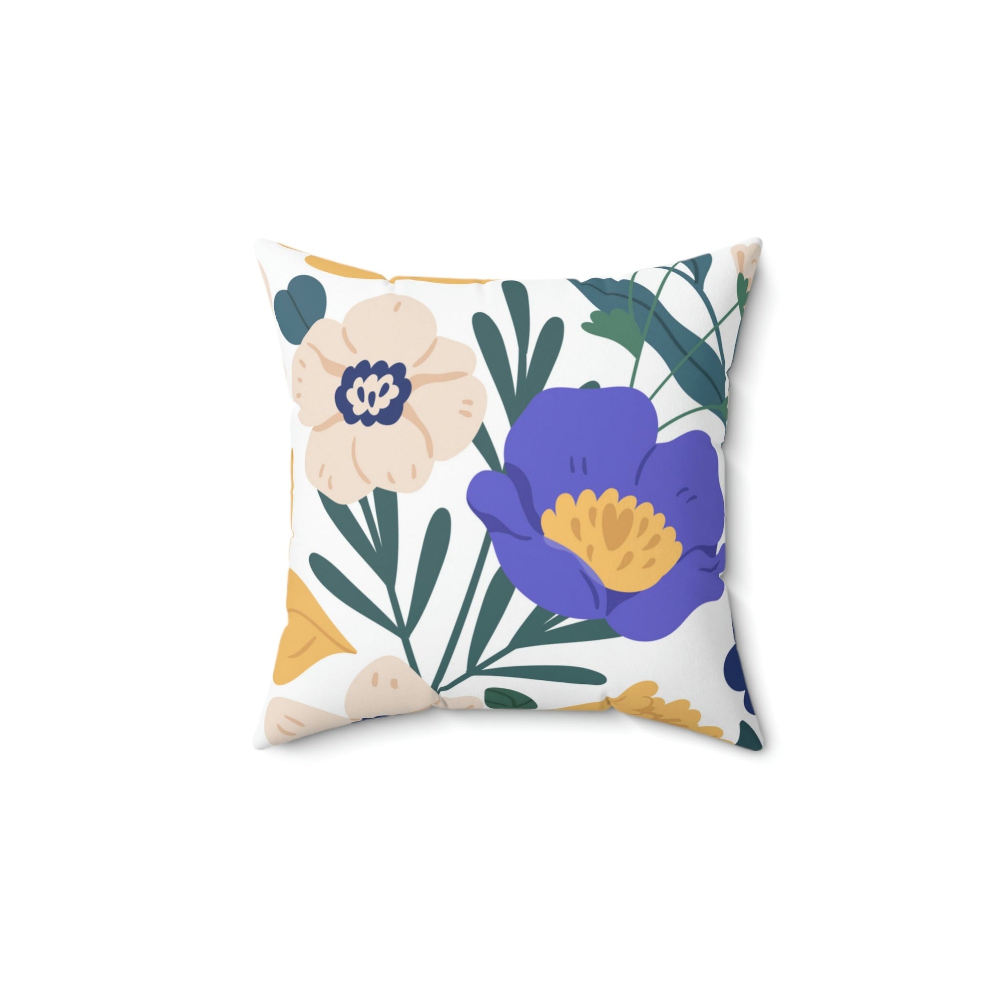 Blue and Gold Florals Square Pillow Home Decor Pink Sweetheart