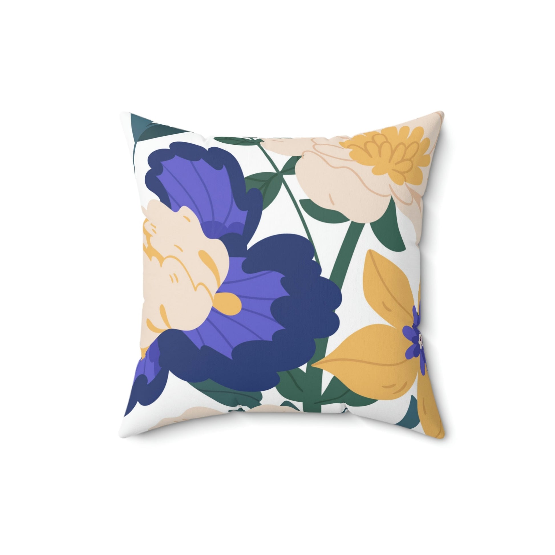 Blue and Gold Florals Square Pillow Home Decor Pink Sweetheart