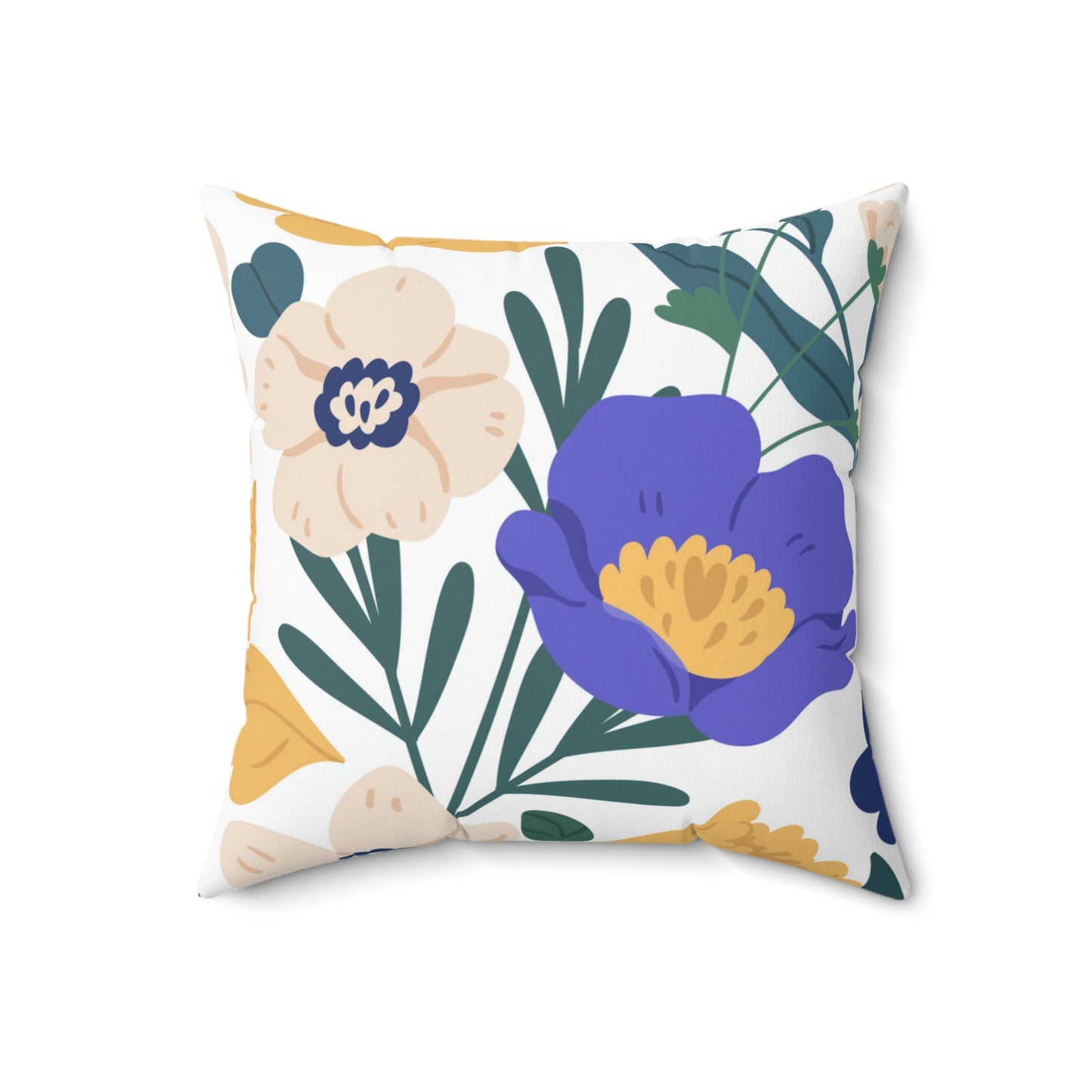Blue and Gold Florals Square Pillow Home Decor Pink Sweetheart
