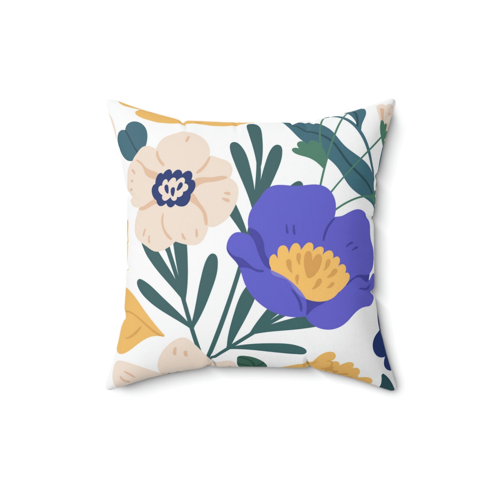 Blue and Gold Florals Square Pillow Home Decor Pink Sweetheart