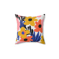 Bold Floral Arrangement Square Pillow - Pink Sweetheart