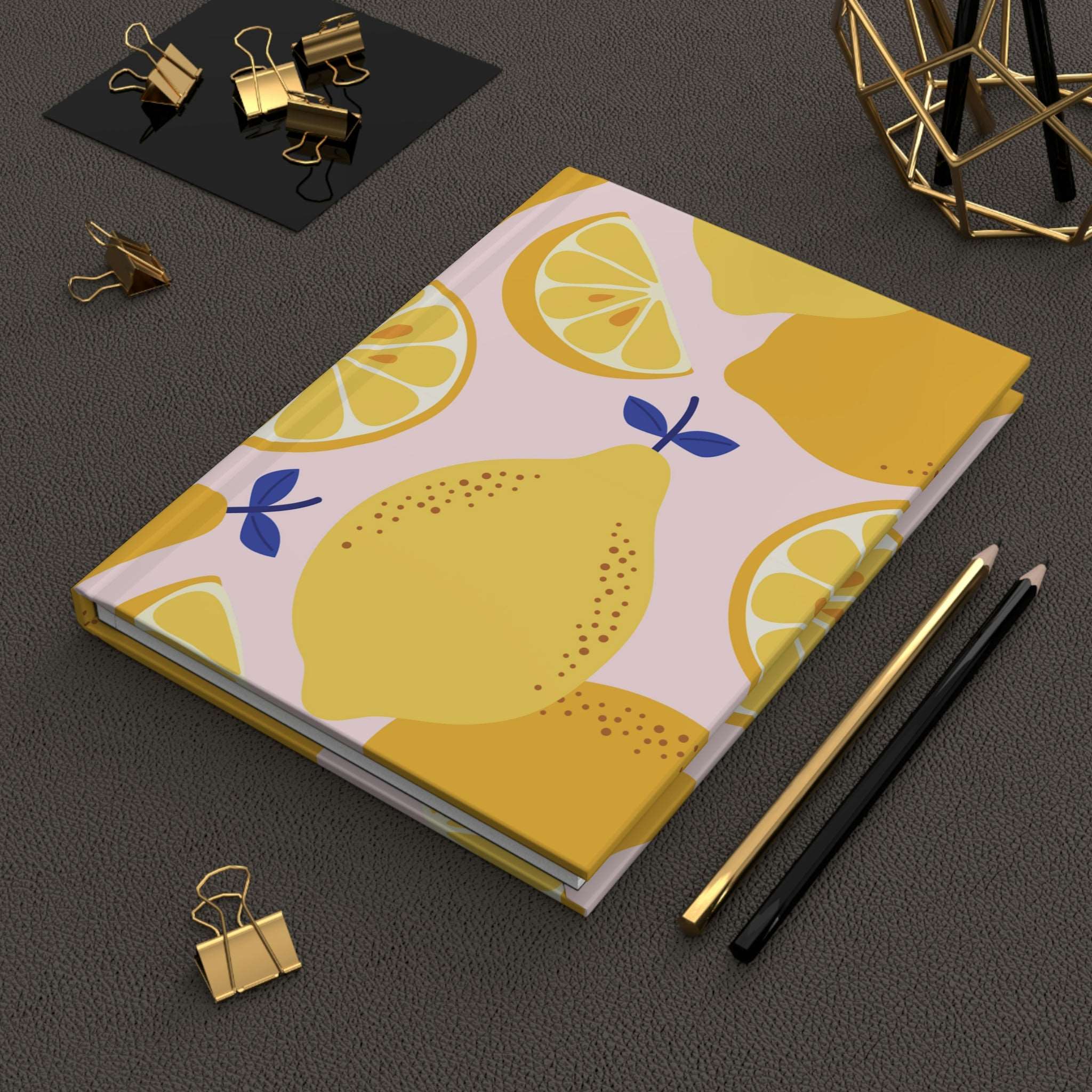 Bright Lemon Citrus Hardcover Matte Journal Paper products Pink Sweetheart