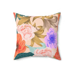 Chameleon in Flowers Square Pillow Home Decor Pink Sweetheart