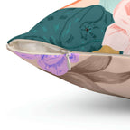 Chameleon in Flowers Square Pillow Home Decor Pink Sweetheart