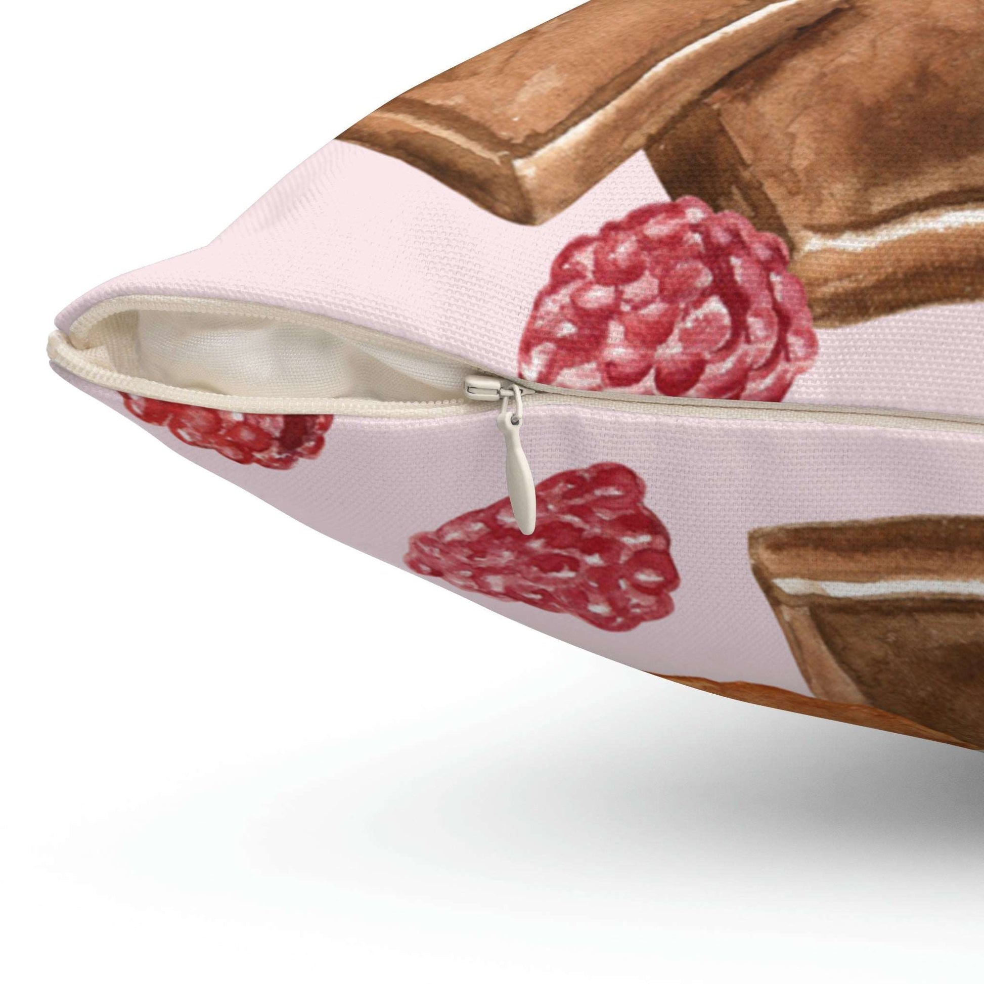 Chocolate and Raspberries Square Pillow Home Decor Pink Sweetheart