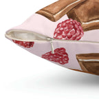 Chocolate and Raspberries Square Pillow Home Decor Pink Sweetheart