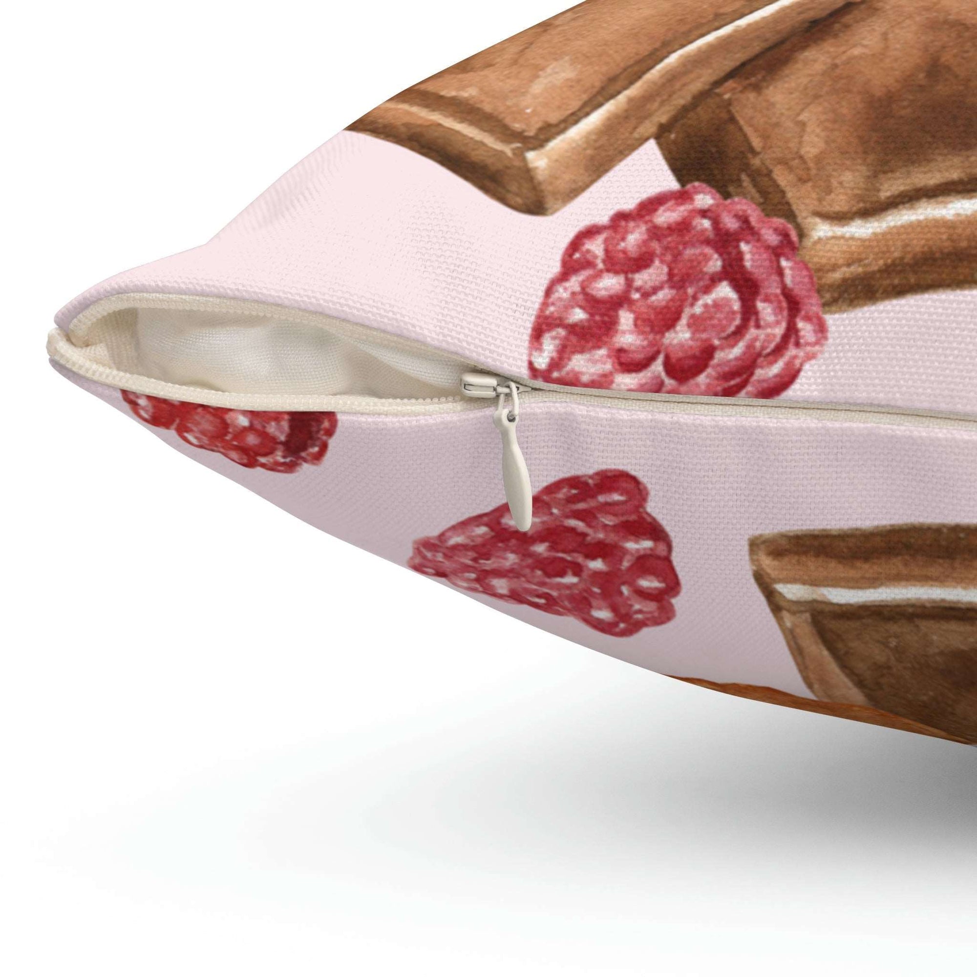 Chocolate and Raspberries Square Pillow Home Decor Pink Sweetheart