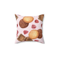 Chocolate and Raspberries Square Pillow - Pink Sweetheart
