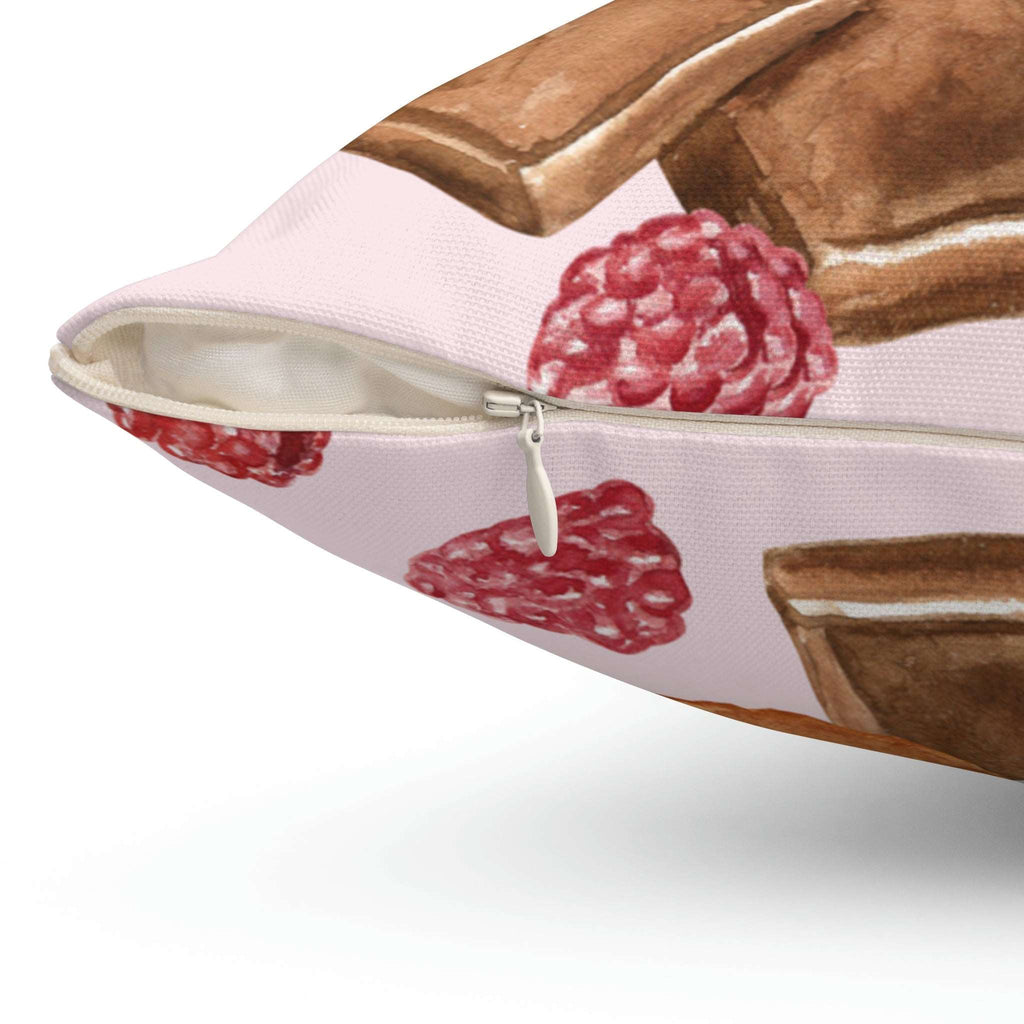 Chocolate and Raspberries Square Pillow Home Decor Pink Sweetheart