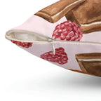 Chocolate and Raspberries Square Pillow Home Decor Pink Sweetheart