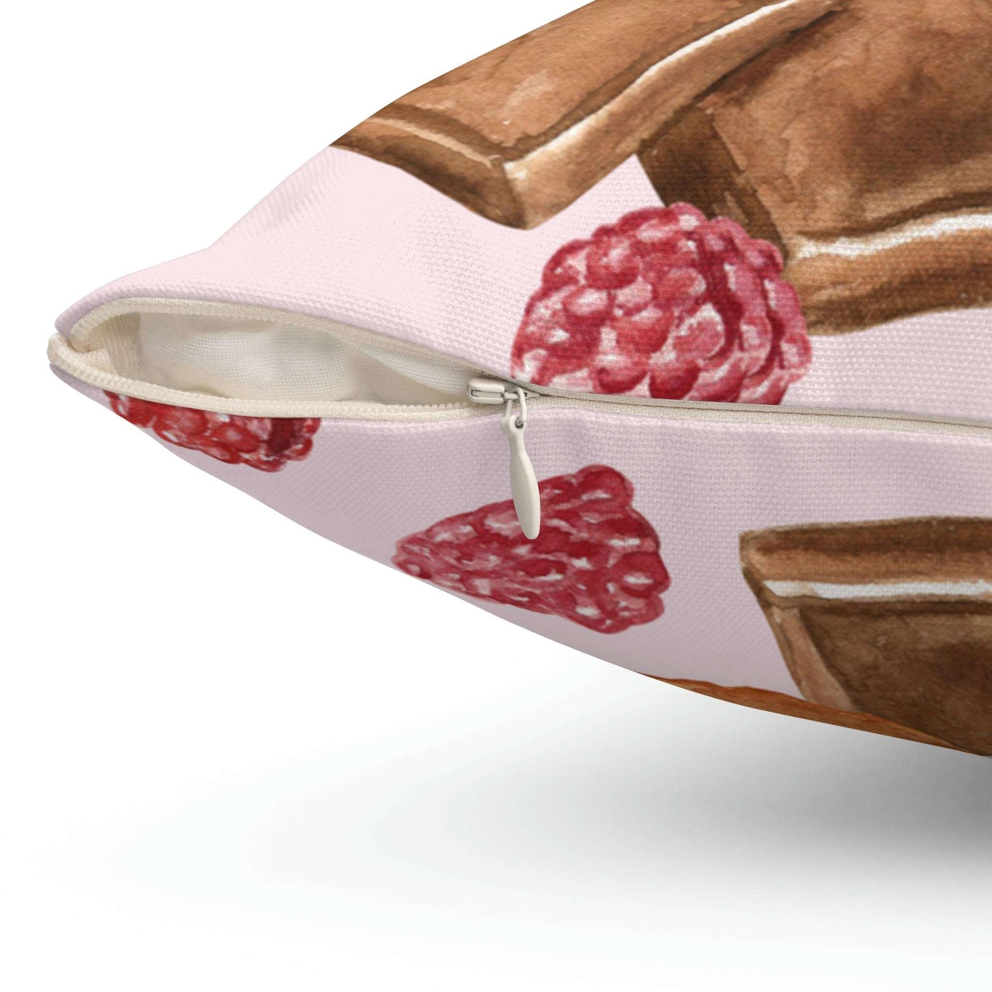Chocolate and Raspberries Square Pillow Home Decor Pink Sweetheart
