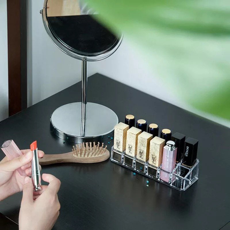 Clear Acrylic Lipstick Lip Gloss Storage Grid Lipstick Pink Sweetheart