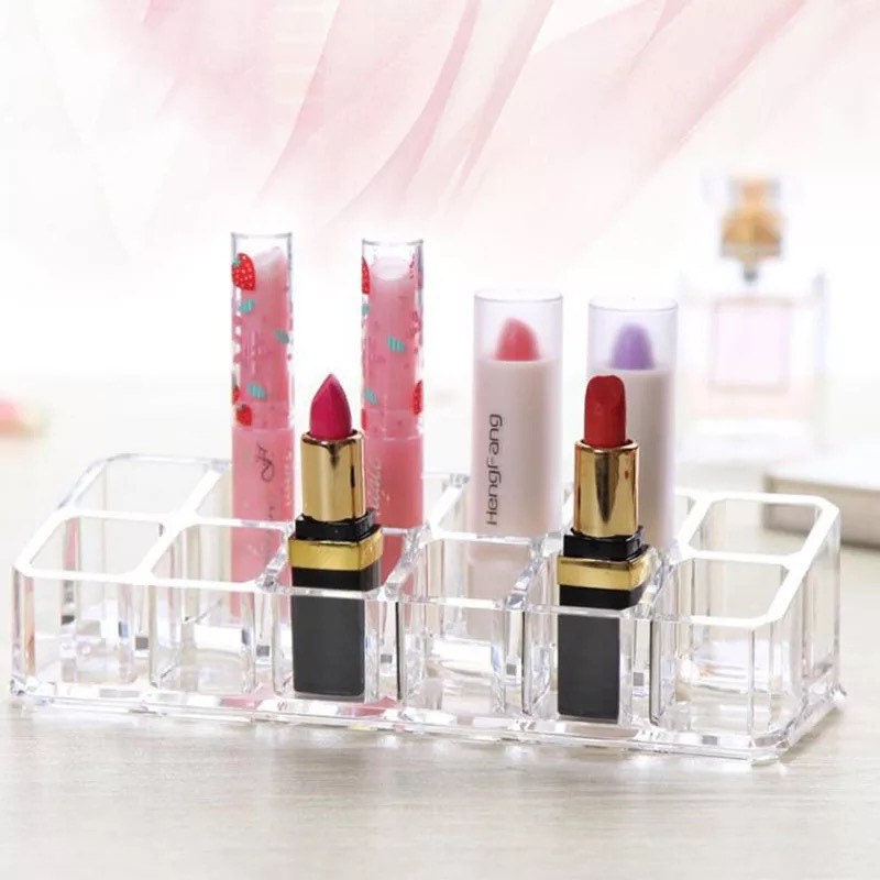 Clear Acrylic Lipstick Lip Gloss Storage Grid Lipstick Pink Sweetheart