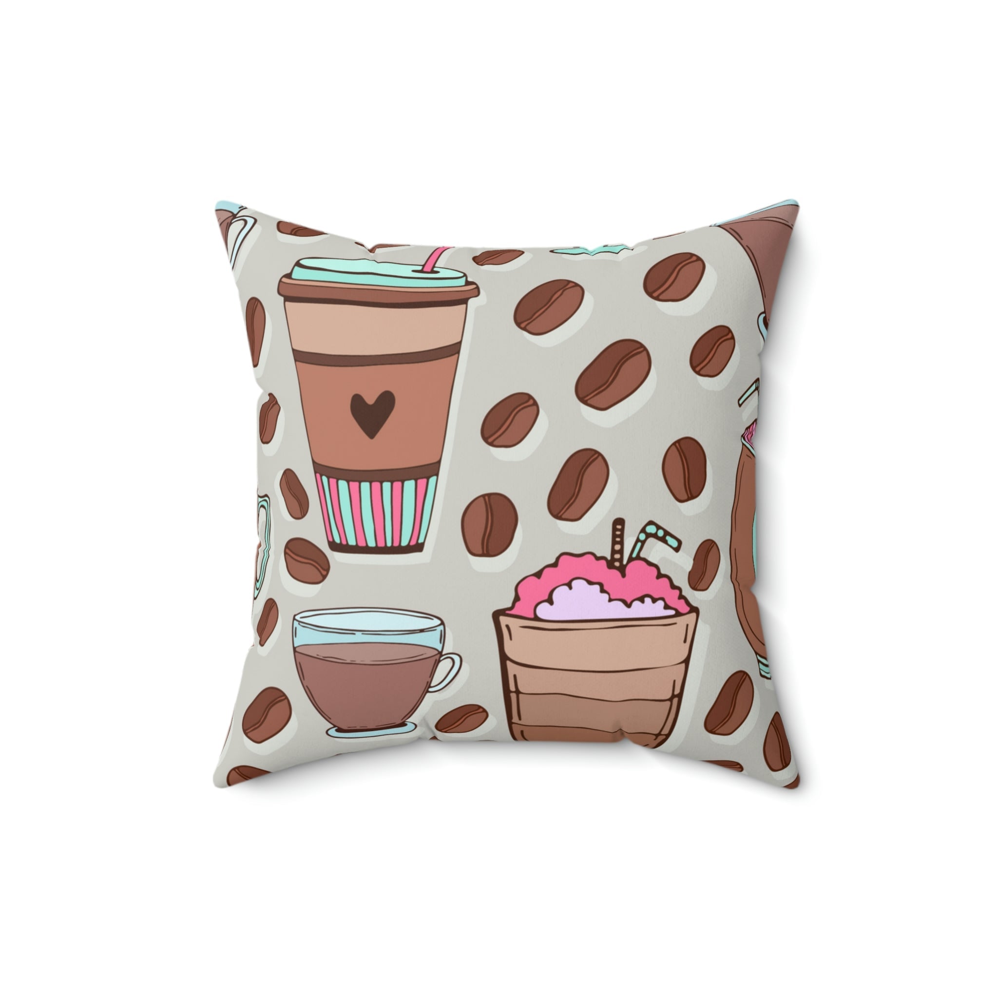 Coffee Obsession Square Pillow Home Decor Pink Sweetheart