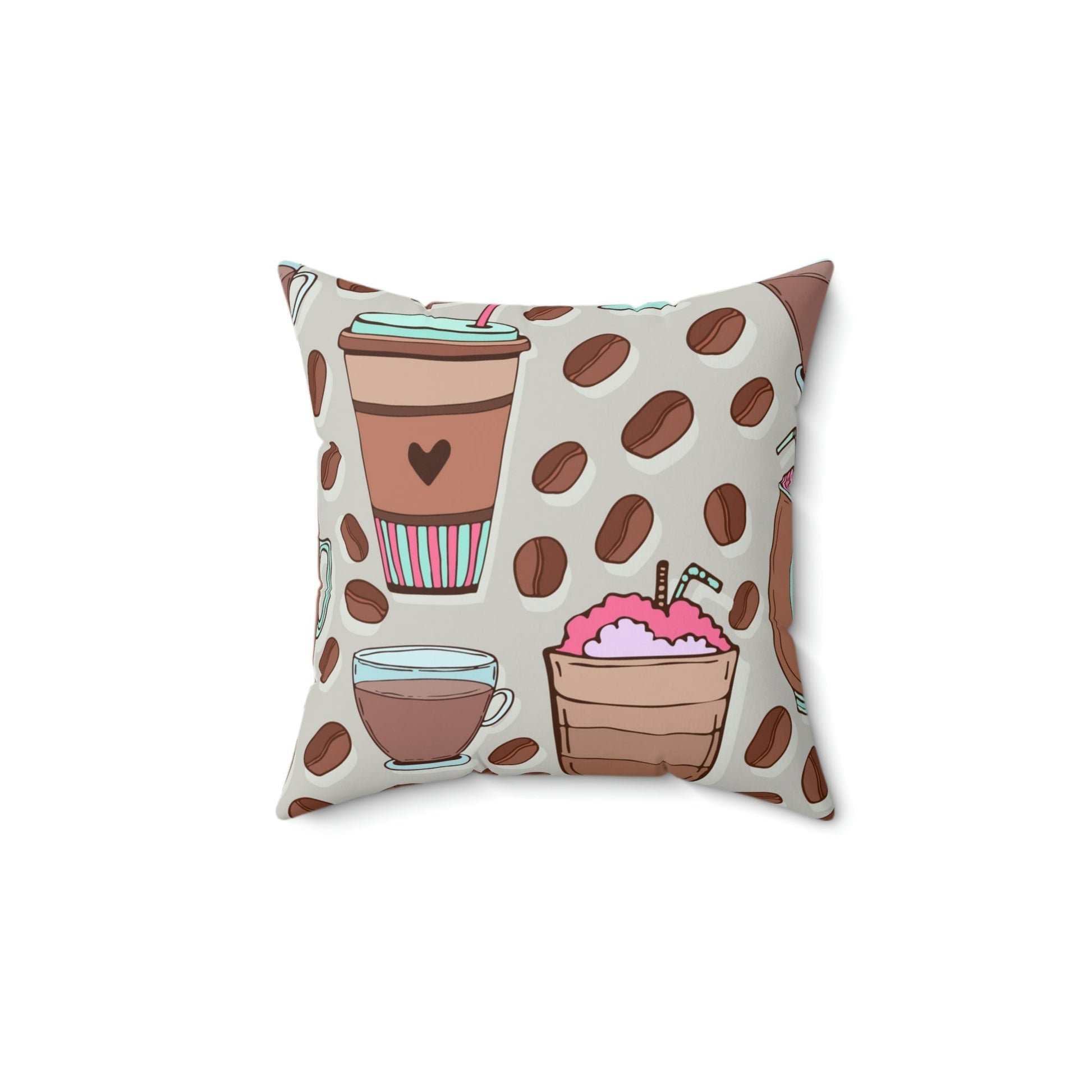 Coffee Obsession Square Pillow Home Decor Pink Sweetheart