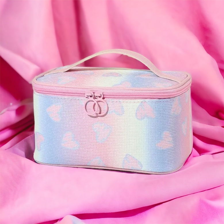 Cotton Candy Hearts Cosmetic Makeup Bag Cosmetic & Toiletry Bags Pink Sweetheart