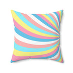 Cotton Candy Rainbow Swirl Square Pillow Home Decor Pink Sweetheart