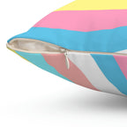 Cotton Candy Rainbow Swirl Square Pillow Home Decor Pink Sweetheart