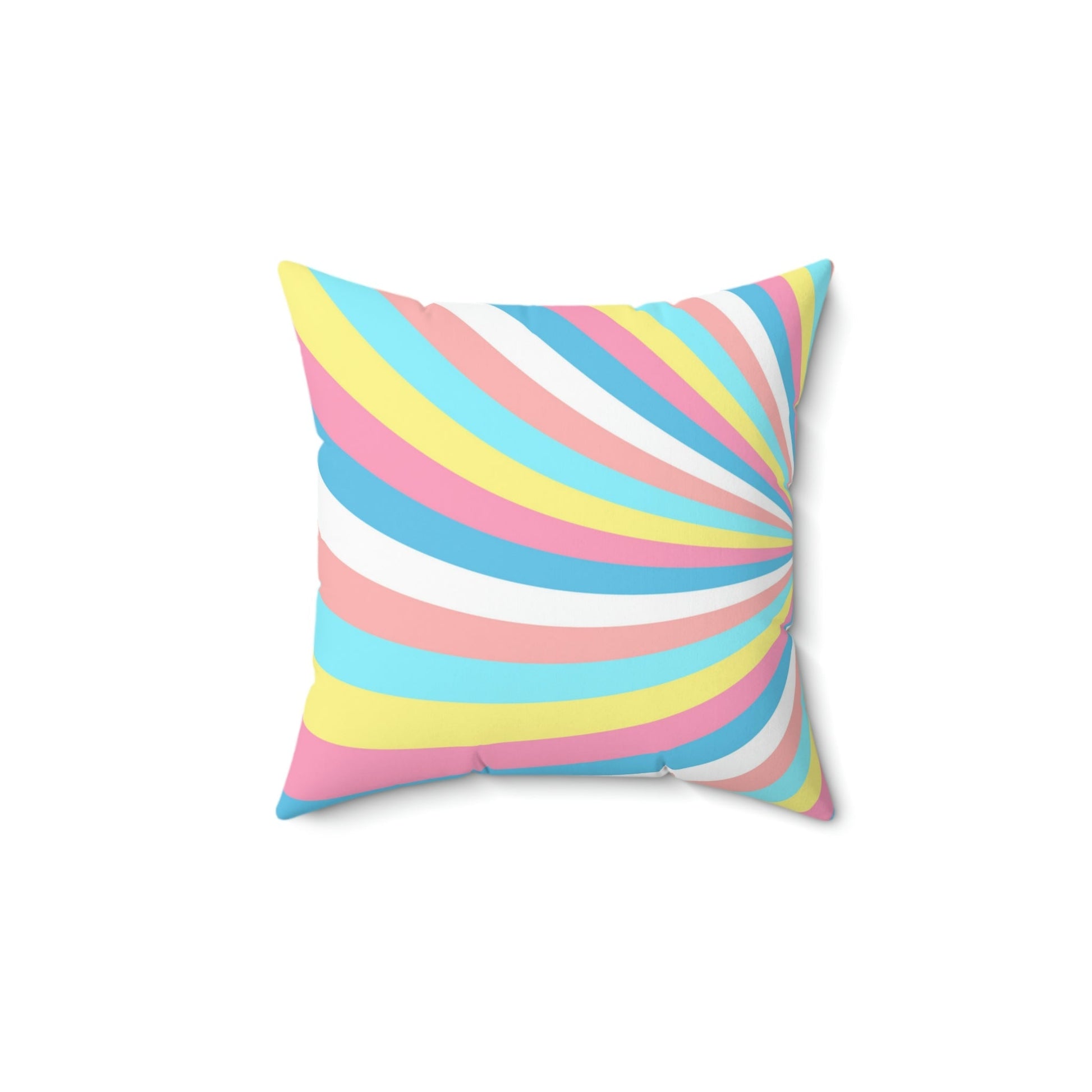 Cotton Candy Rainbow Swirl Square Pillow Home Decor Pink Sweetheart